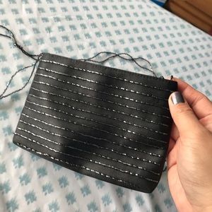 Black satin beaded clutch/purse